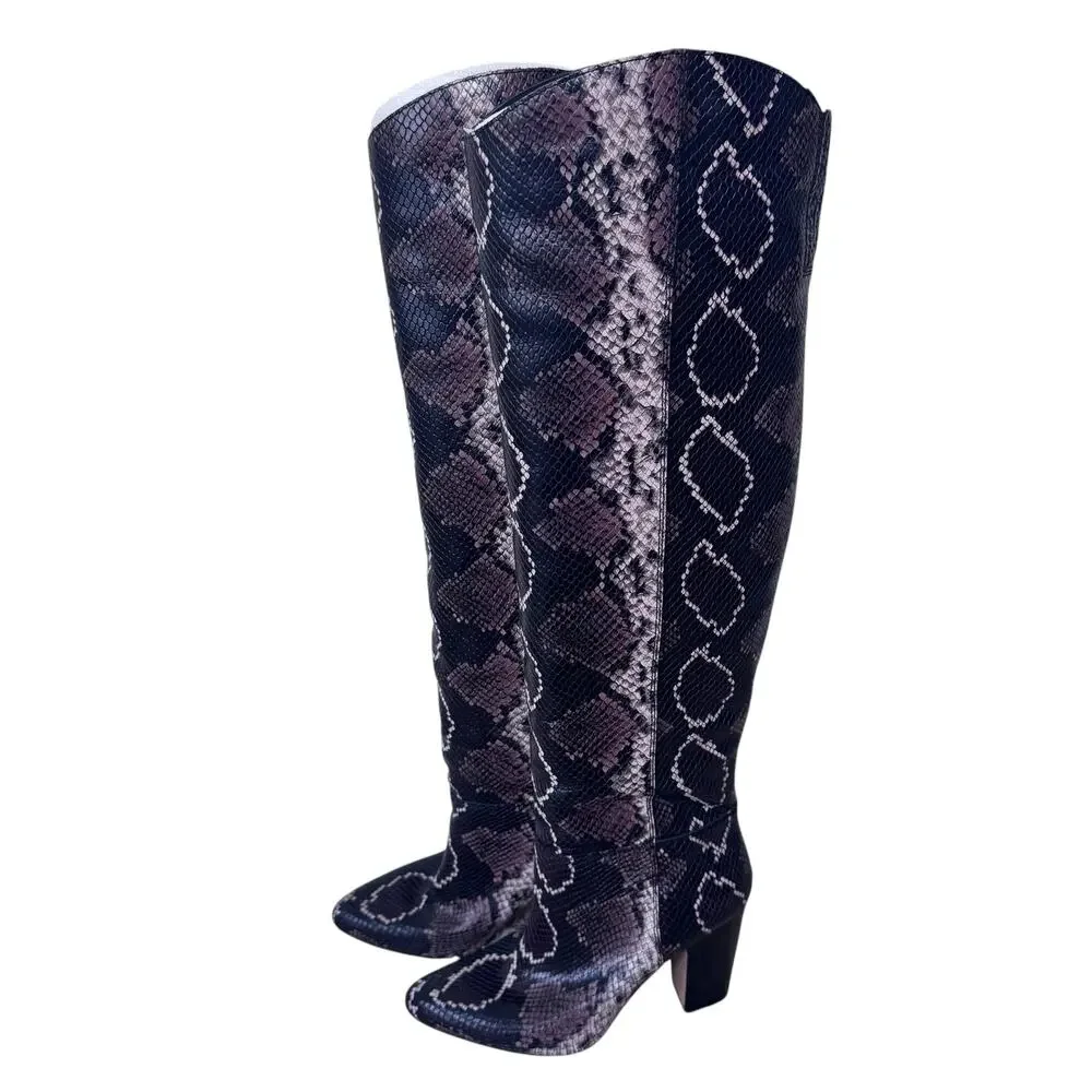 VINCE CAMUTO Corrine Over The Knee Tri Color Snake Phyton Snake Print Size 9